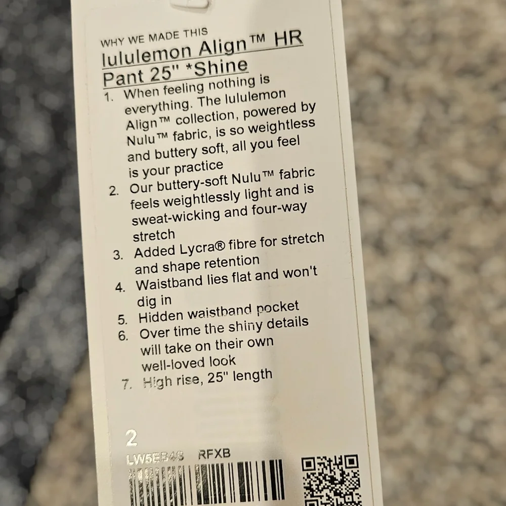 Lululemon NWT Align High Rise Pant 25" Shine - Picture 4 of 6